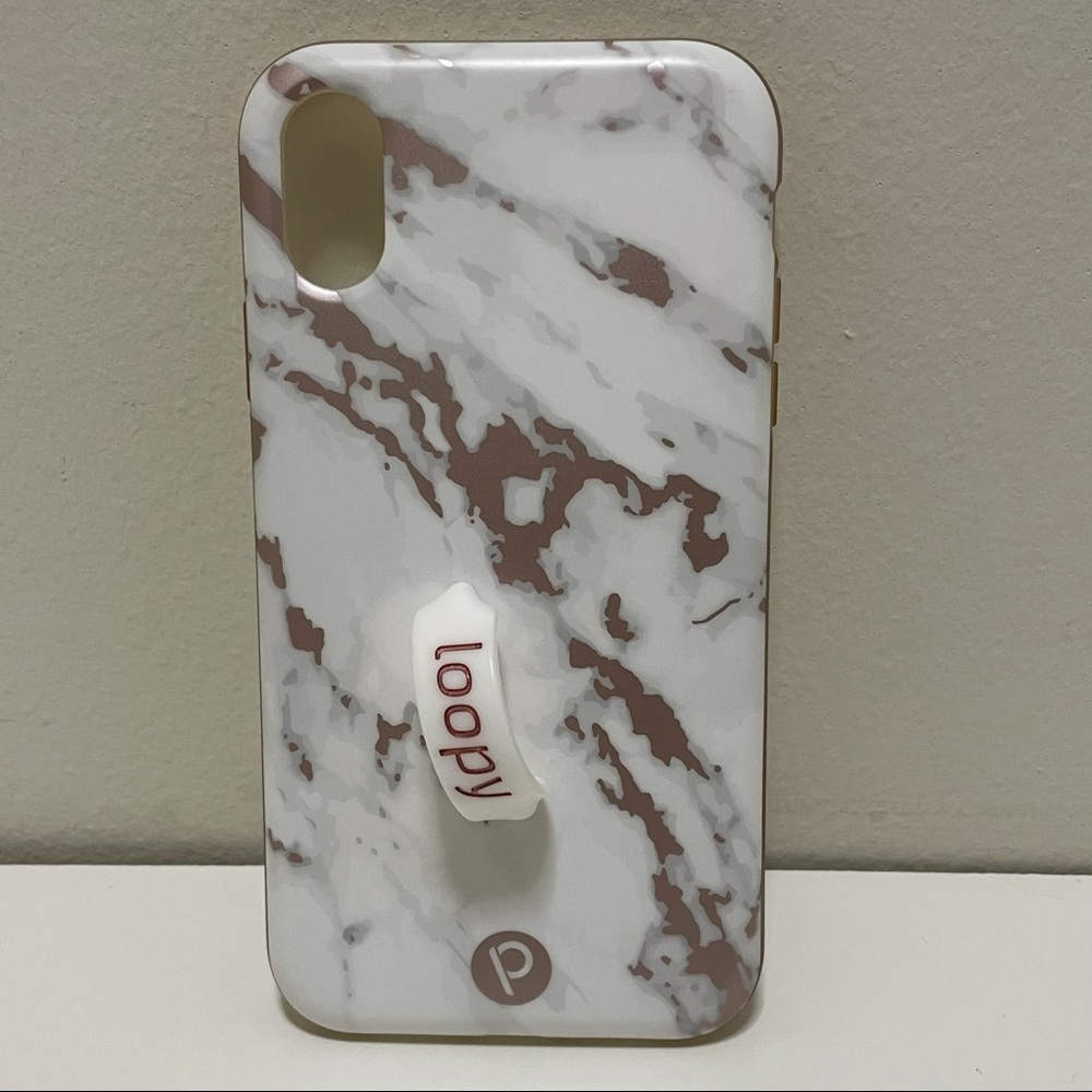 iPhone XR Loopy MAX Case Rose Gold Marble Metallic